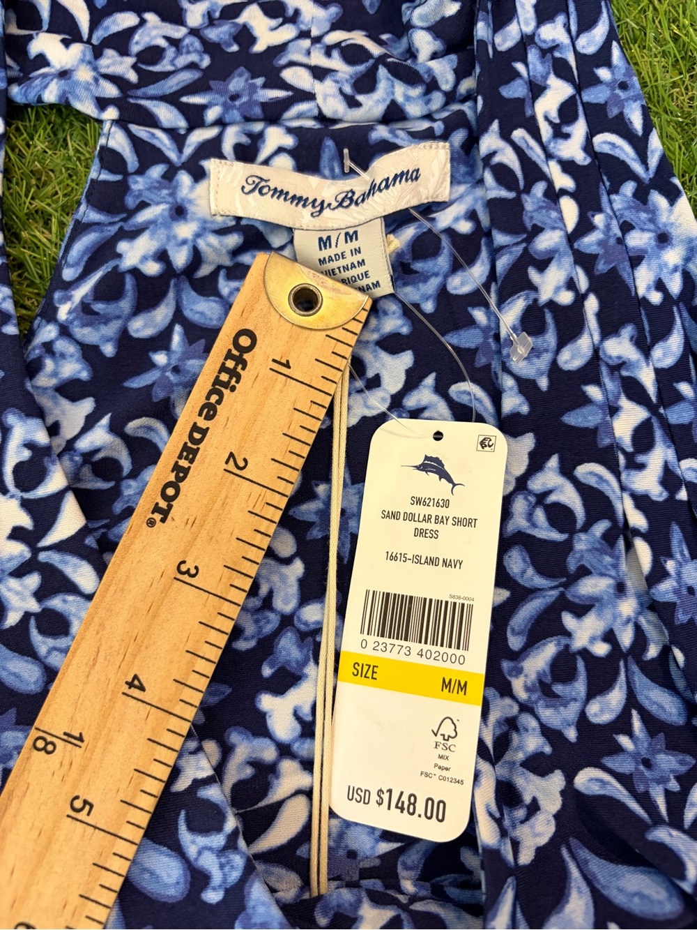 Tommy Bahama Navy and White Floral Halter Swim Cover-Up - Picture 4 of 5